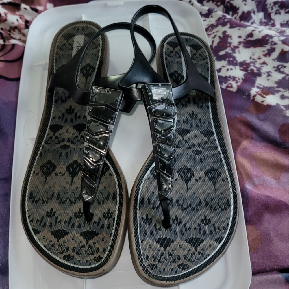 Jeweled Jelly Thong Sandals